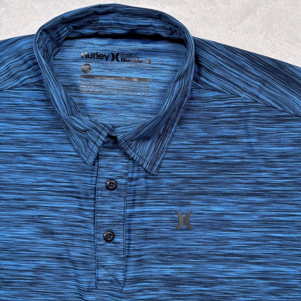 Hurley Buckle Exclusive Polo Shirt Mens XL Blue Black Space Dye Performance Golf - Picture 3 of 10
